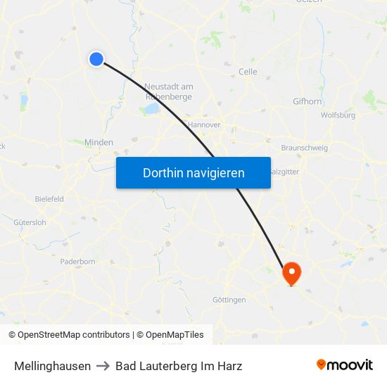 Mellinghausen to Bad Lauterberg Im Harz map