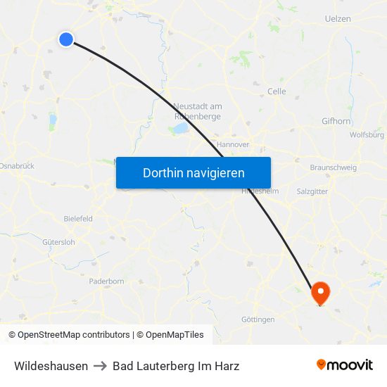 Wildeshausen to Bad Lauterberg Im Harz map