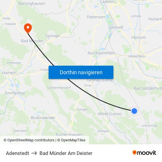 Adenstedt to Bad Münder Am Deister map