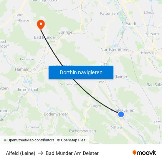 Alfeld (Leine) to Bad Münder Am Deister map