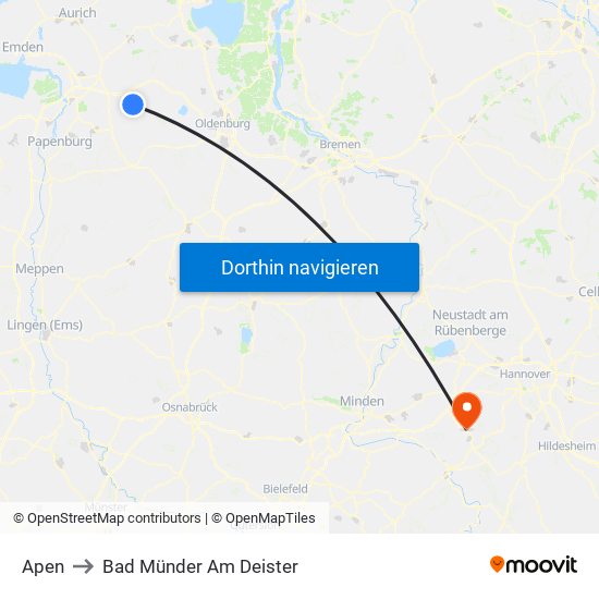 Apen to Bad Münder Am Deister map