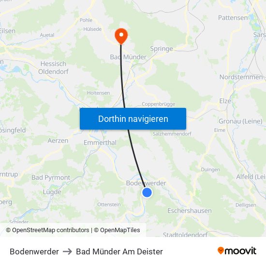 Bodenwerder to Bad Münder Am Deister map