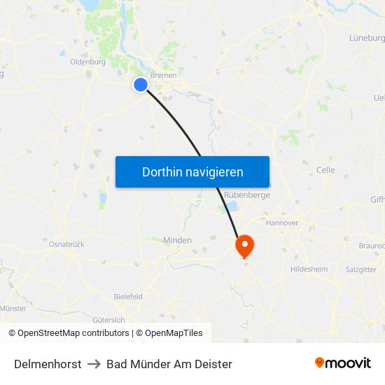 Delmenhorst to Bad Münder Am Deister map