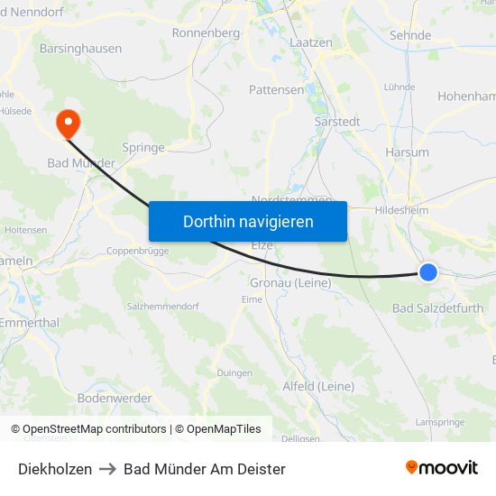 Diekholzen to Bad Münder Am Deister map