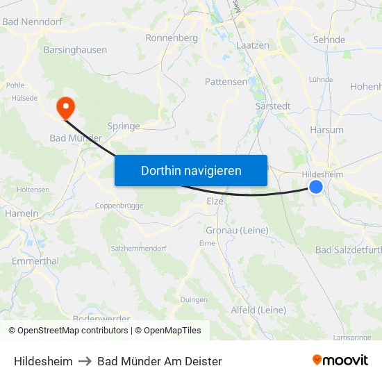 Hildesheim to Bad Münder Am Deister map