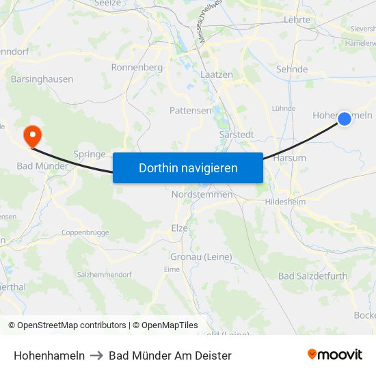 Hohenhameln to Bad Münder Am Deister map