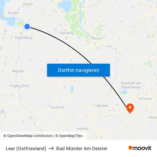 Leer (Ostfriesland) to Bad Münder Am Deister map