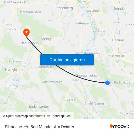 Sibbesse to Bad Münder Am Deister map