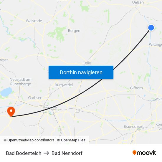 Bad Bodenteich to Bad Nenndorf map