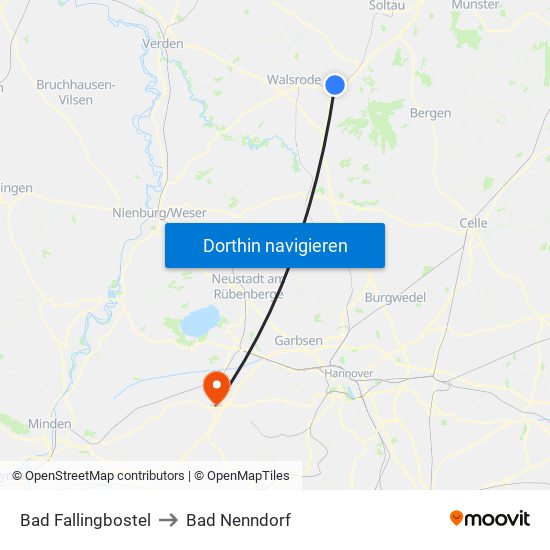Bad Fallingbostel to Bad Nenndorf map