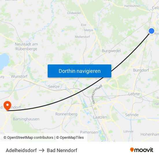 Adelheidsdorf to Bad Nenndorf map