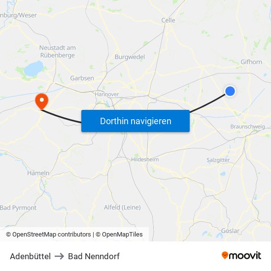 Adenbüttel to Bad Nenndorf map