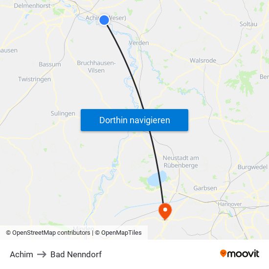 Achim to Bad Nenndorf map