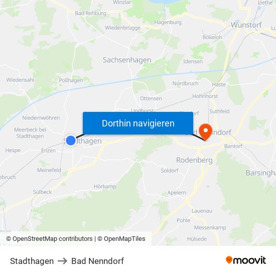 Stadthagen to Bad Nenndorf map
