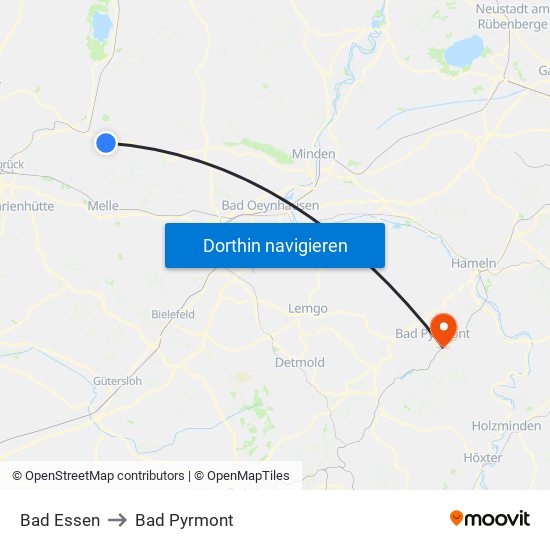 Bad Essen to Bad Pyrmont map