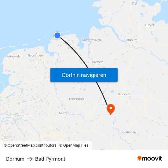 Dornum to Bad Pyrmont map