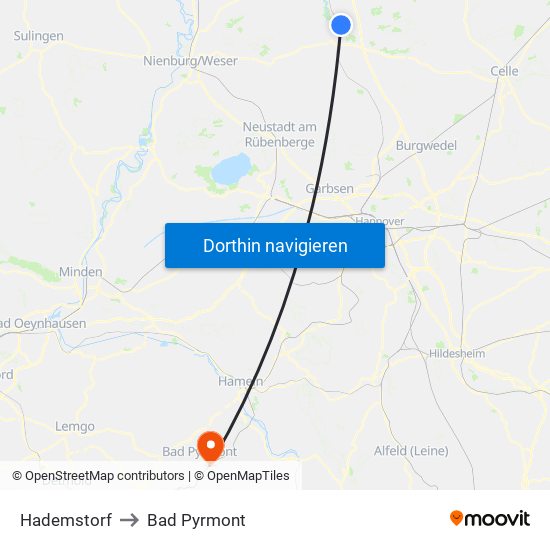 Hademstorf to Bad Pyrmont map