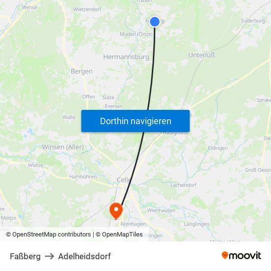 Faßberg to Adelheidsdorf map