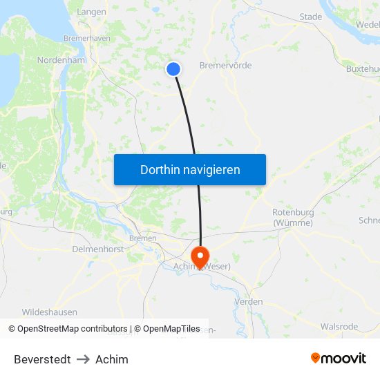 Beverstedt to Achim map