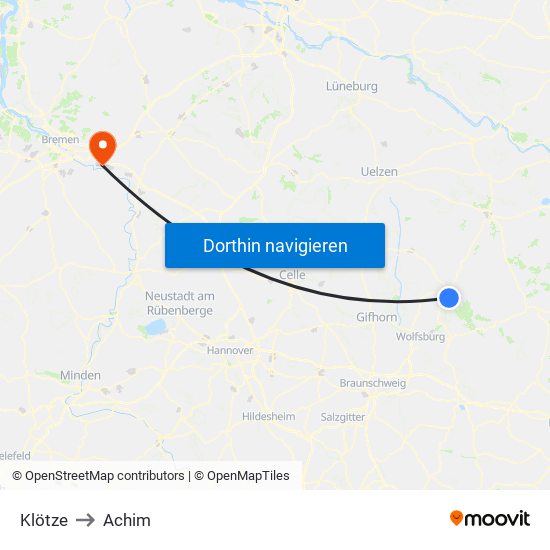 Klötze to Achim map