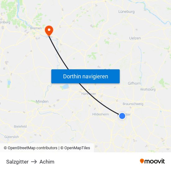 Salzgitter to Achim map