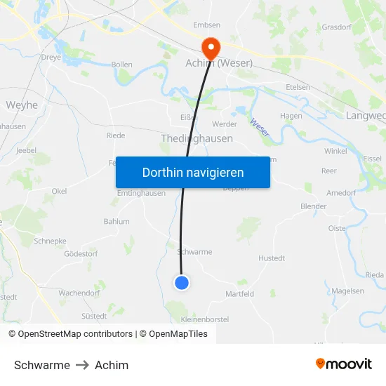 Schwarme to Achim map