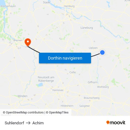 Suhlendorf to Achim map