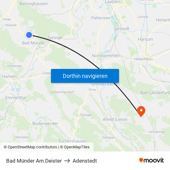 Bad Münder Am Deister to Adenstedt map