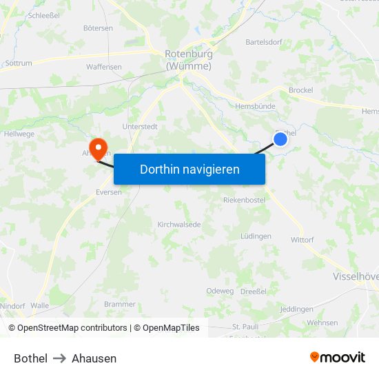 Bothel to Ahausen map