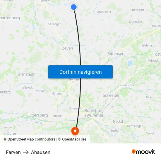 Farven to Ahausen map