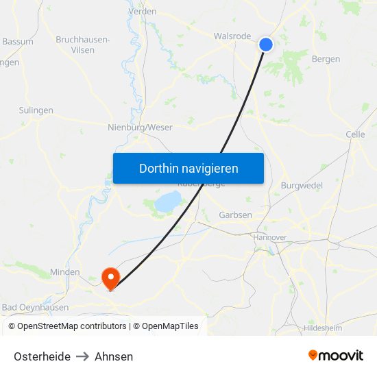 Osterheide to Ahnsen map