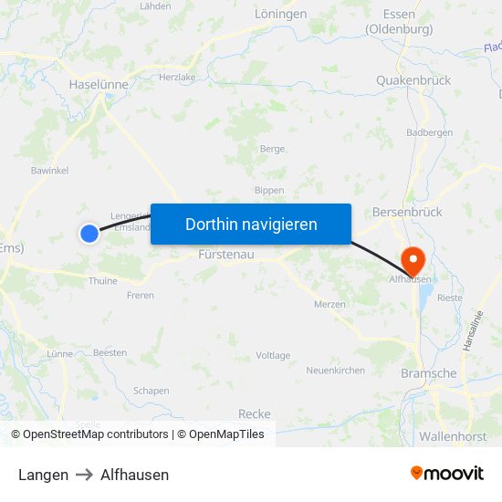 Langen to Alfhausen map