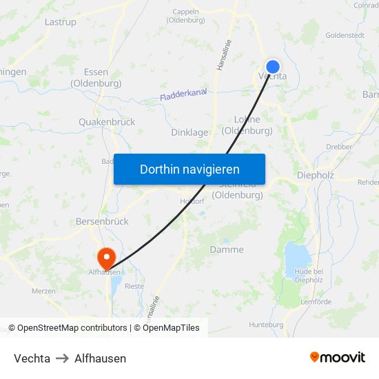 Vechta to Alfhausen map