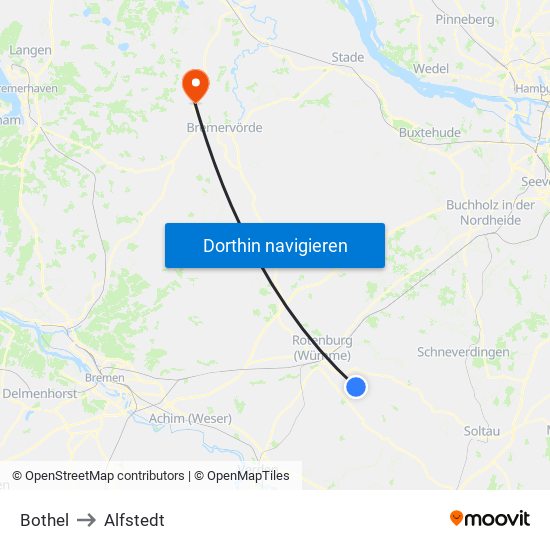 Bothel to Alfstedt map