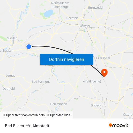 Bad Eilsen to Almstedt map