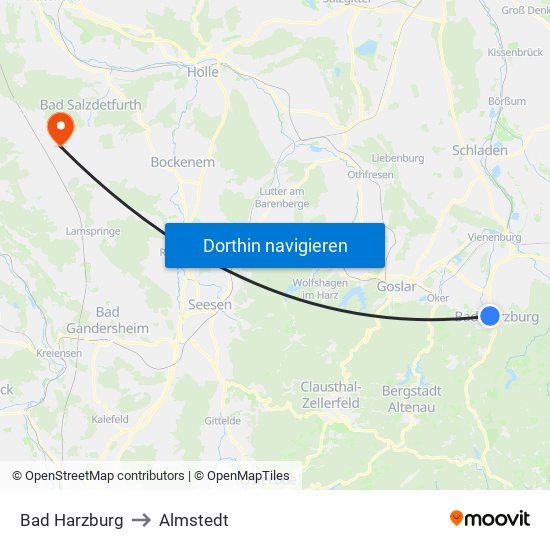 Bad Harzburg to Almstedt map
