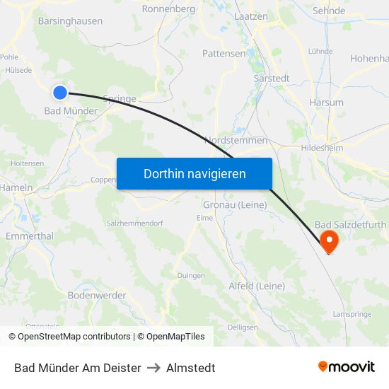 Bad Münder Am Deister to Almstedt map