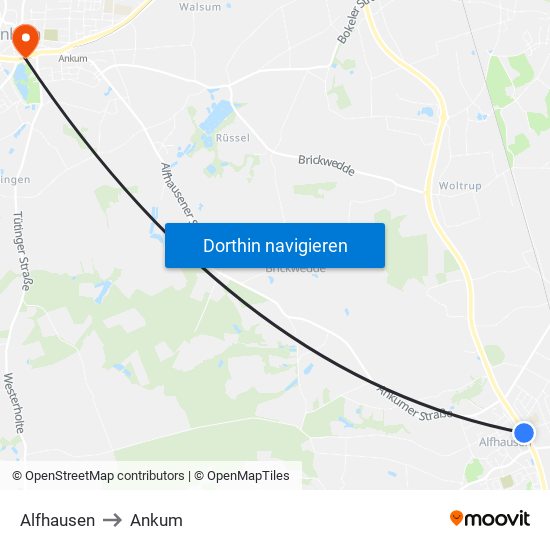 Alfhausen to Ankum map