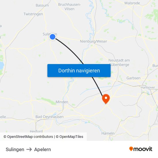 Sulingen to Apelern map