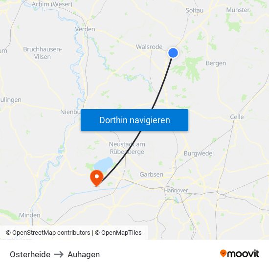 Osterheide to Auhagen map