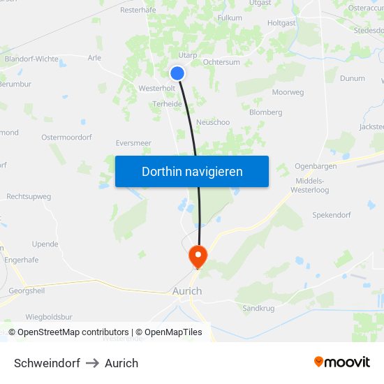 Schweindorf to Aurich map