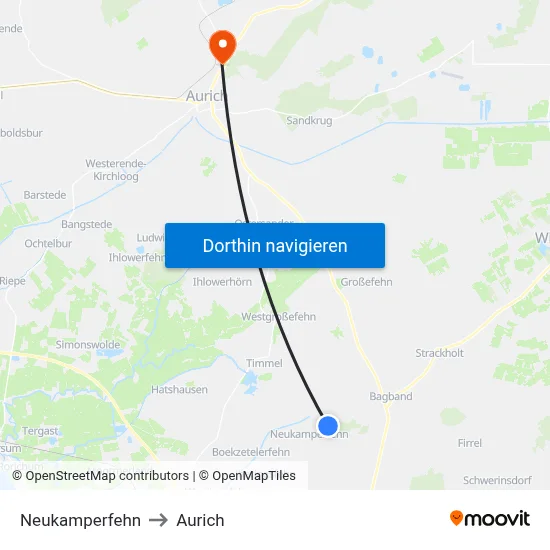 Neukamperfehn to Aurich map