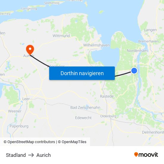 Stadland to Aurich map