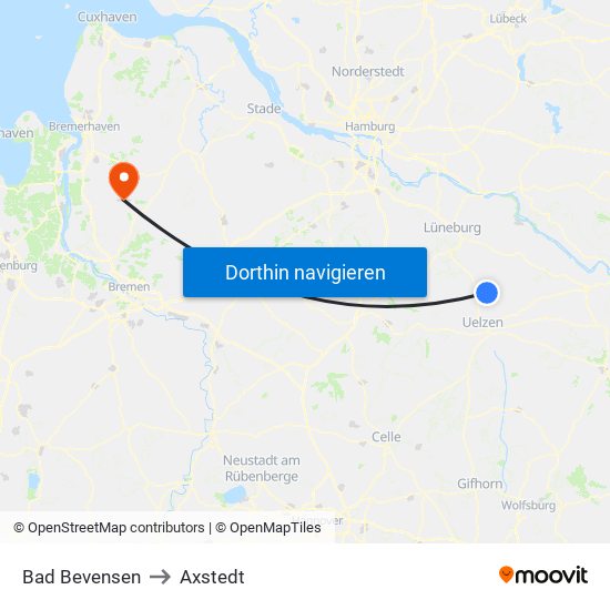Bad Bevensen to Axstedt map