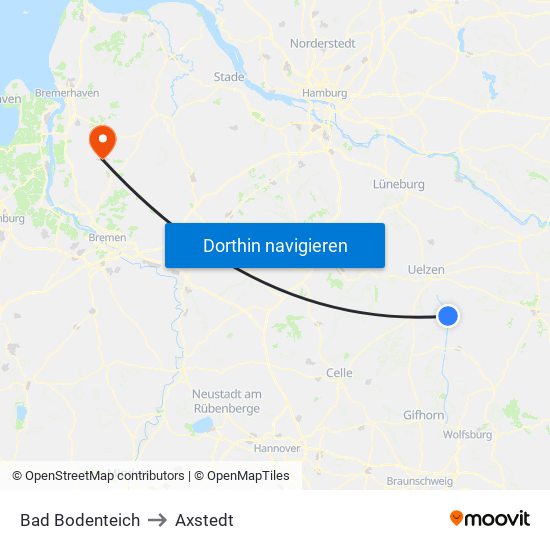Bad Bodenteich to Axstedt map