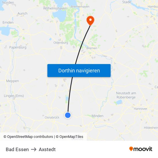 Bad Essen to Axstedt map