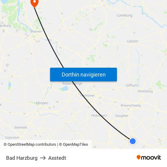 Bad Harzburg to Axstedt map