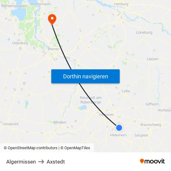 Algermissen to Axstedt map