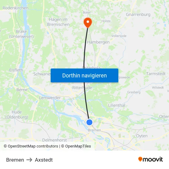 Bremen to Axstedt map