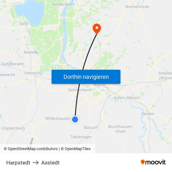 Harpstedt to Axstedt map